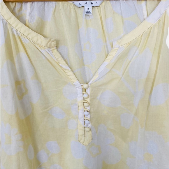 CAbi Check Embroidered Flower Button Notch Blouse - Picture 3 of 5